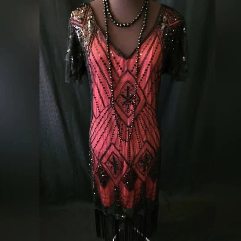 NWOT Size 3XL Red and Black Beaded Prom/Formal Dress